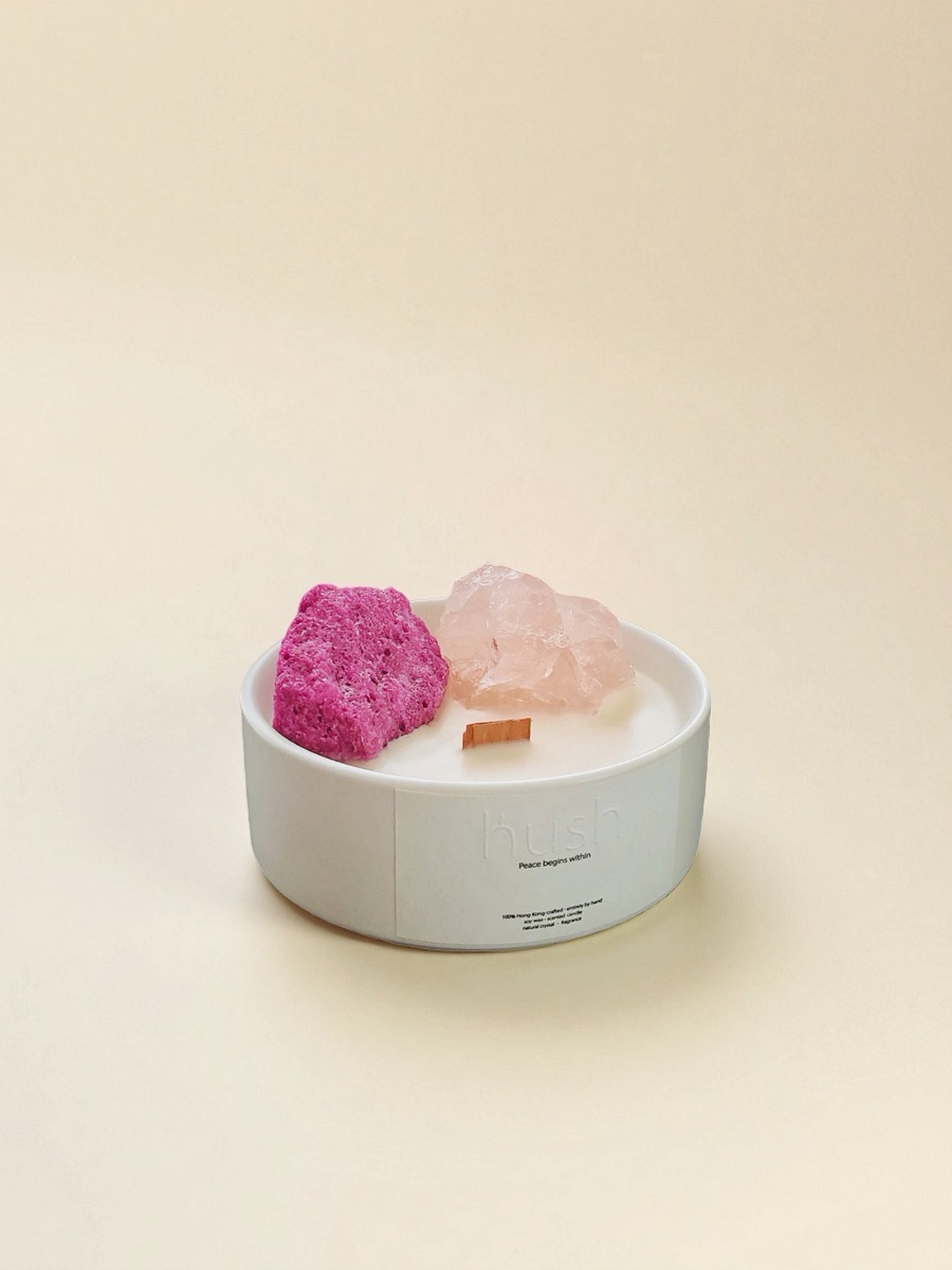 Crystal Candle Collection - 𝑹𝒐𝒔𝒆 𝑸𝒖𝒂𝒓𝒕𝒛 + 𝑹𝒖𝒃𝒚 𝑪𝒐𝒓𝒖𝒏𝒅𝒖𝒎